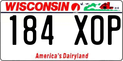 WI license plate 184XOP