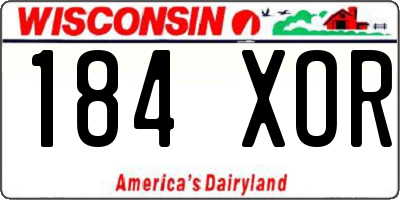 WI license plate 184XOR