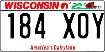 WI license plate 184XOY