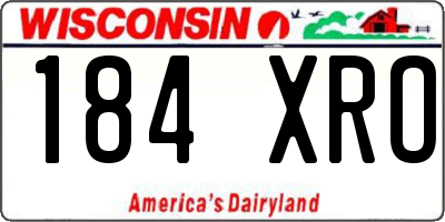 WI license plate 184XRO