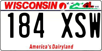 WI license plate 184XSW