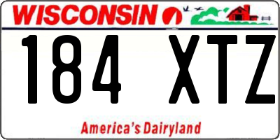 WI license plate 184XTZ