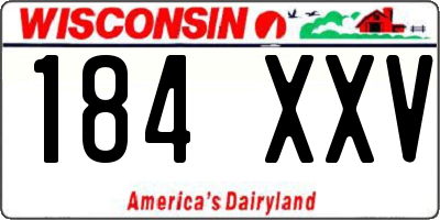 WI license plate 184XXV