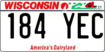 WI license plate 184YEC