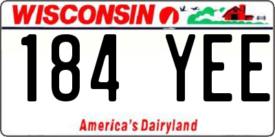 WI license plate 184YEE