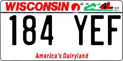 WI license plate 184YEF