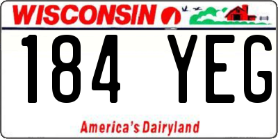 WI license plate 184YEG