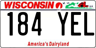 WI license plate 184YEL