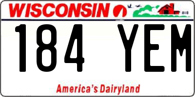 WI license plate 184YEM
