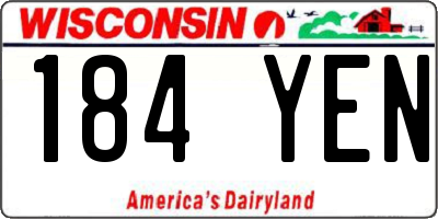 WI license plate 184YEN