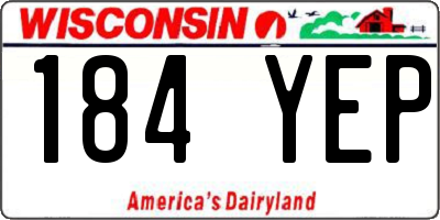 WI license plate 184YEP