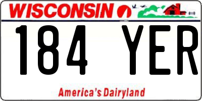 WI license plate 184YER