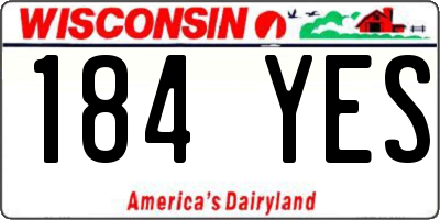 WI license plate 184YES