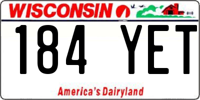 WI license plate 184YET