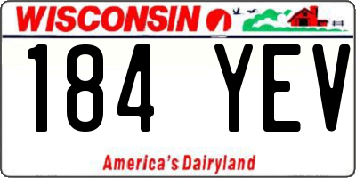 WI license plate 184YEV