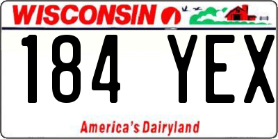 WI license plate 184YEX