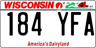 WI license plate 184YFA