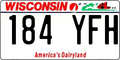 WI license plate 184YFH