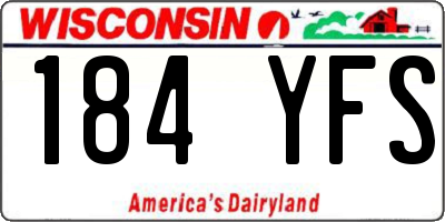 WI license plate 184YFS