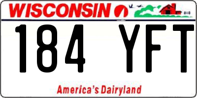 WI license plate 184YFT