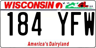 WI license plate 184YFW