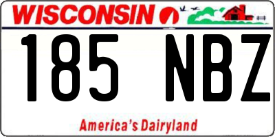 WI license plate 185NBZ