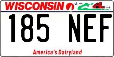 WI license plate 185NEF