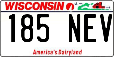 WI license plate 185NEV