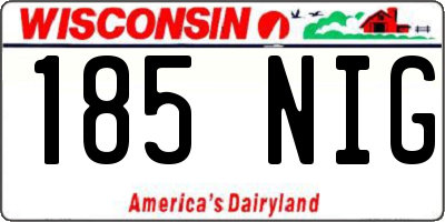 WI license plate 185NIG