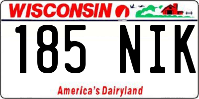 WI license plate 185NIK