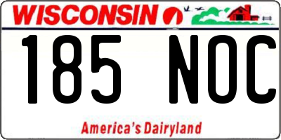 WI license plate 185NOC