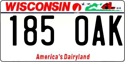 WI license plate 185OAK