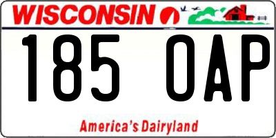WI license plate 185OAP