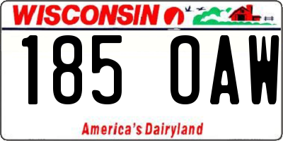 WI license plate 185OAW