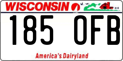 WI license plate 185OFB