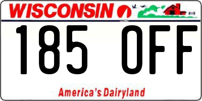 WI license plate 185OFF