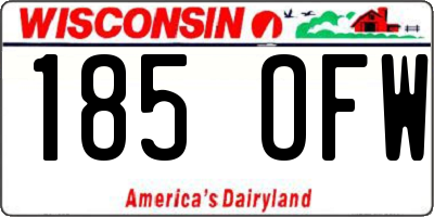 WI license plate 185OFW