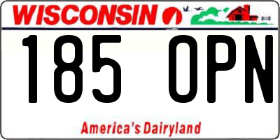 WI license plate 185OPN