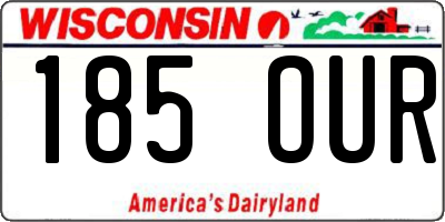 WI license plate 185OUR