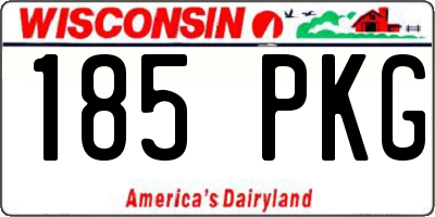 WI license plate 185PKG