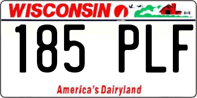 WI license plate 185PLF