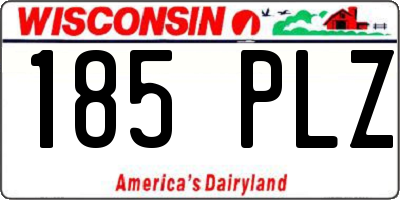 WI license plate 185PLZ
