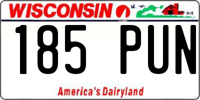 WI license plate 185PUN