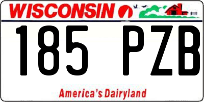 WI license plate 185PZB