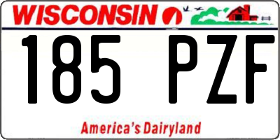 WI license plate 185PZF