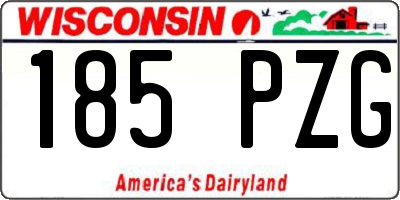 WI license plate 185PZG