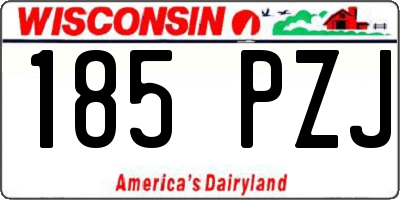 WI license plate 185PZJ