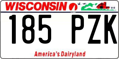 WI license plate 185PZK