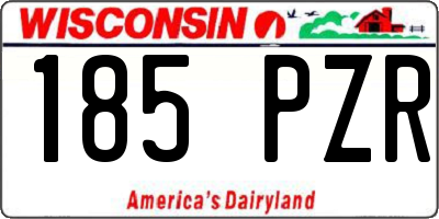 WI license plate 185PZR