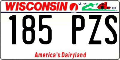 WI license plate 185PZS